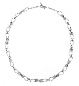 Silver Swirl Hand Forged Link Chain Necklace circa 1970s